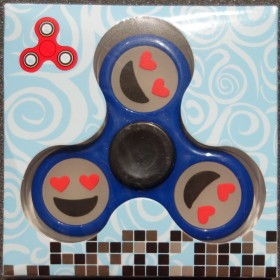 Hand Spinner Smiley / Emoticone Phosphorescent Bleu