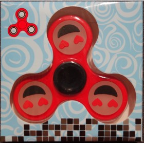 Hand Spinner Smiley / Emoticone Phosphorescent Rouge