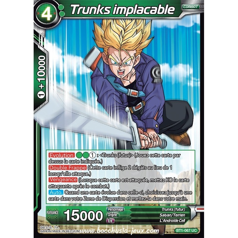 Trunks implacable BT1-067 UC / Dragon Ball Super, Série B01 : Galactic Battle Trunks implacable BT1-067 UC / Dragon Ball Super, Série B01 : Galactic Battle
