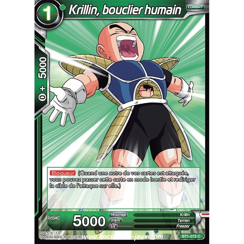 Krillin, bouclier humain BT1-072 C / Dragon Ball Super, Série B01 : Galactic Battle Krillin, bouclier humain BT1-072 C / Dragon Ball Super, Série B01 : Galactic Battle