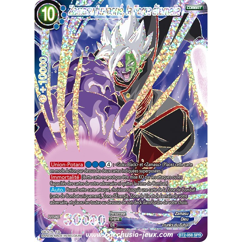 Zamasu fusinonne, la Force eternelle SPR BT2_058 SPR / Dragon Ball Super, Série B02 : Union Force Zamasu fusinonne, la Force eternelle SPR BT2_058 SPR / Dragon Ball Super, Série B02 : Union Force