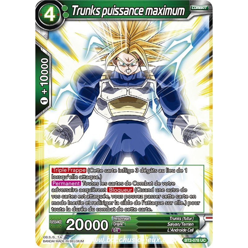 Trunks puissance maximum BT2_078 UC / Dragon Ball Super, Série B02 : Union Force Trunks puissance maximum BT2_078 UC / Dragon Ball Super, Série B02 : Union Force