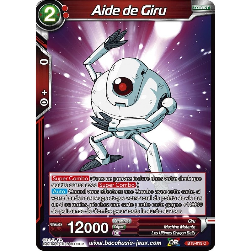 Aide de Giru BT3-013 C / Dragon Ball Super, Série 03 : Les mondes croisés Aide de Giru BT3-013 C / Dragon Ball Super, Série 03 : Les mondes croisés