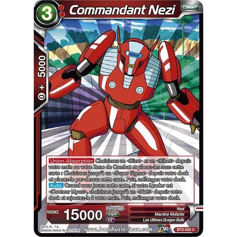 Commandant Nezi BT3-022 C Foil (Brillante) / Dragon Ball Super, Série 03 : Les mondes croisés Commandant Nezi BT3-022 C Foil (Brillante) / Dragon Ball Super, Série 03 : Les mondes croisés