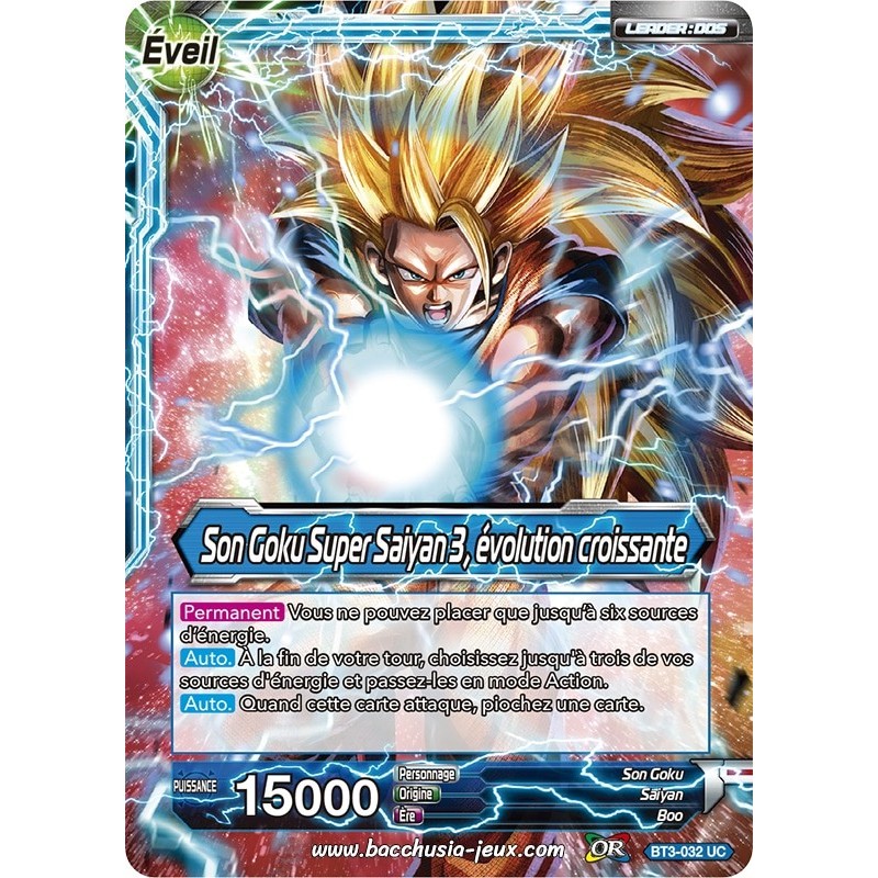 Son Goku Super Saiyan 3, évolution croissante BT3-032 UC / Dragon Ball Super, Série 03 : Les mondes croisés Son Goku Super Saiyan 3, évolution croissante BT3-032 UC / Dragon Ball Super, Série 03 : Les mondes croisés