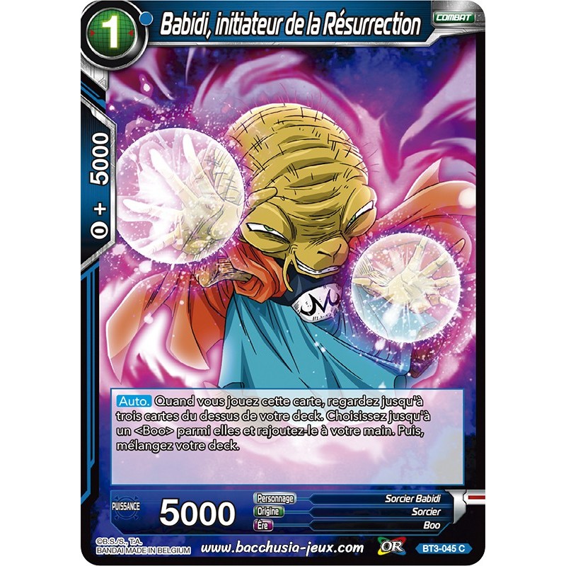 Babidi, initiateur de la Résurrection BT3-045 C / Dragon Ball Super, Série 03 : Les mondes croisés Babidi, initiateur de la Résurrection BT3-045 C / Dragon Ball Super, Série 03 : Les mondes croisés