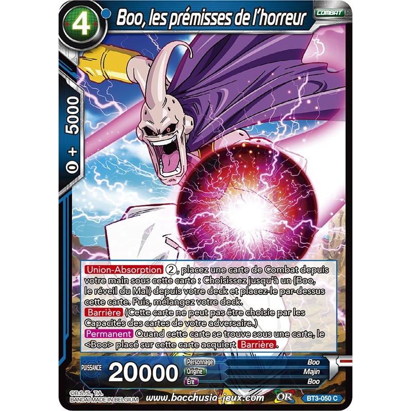 Boo, les prémisses de l’horreur BT3-050 C Foil (Brillante) / Dragon Ball Super, Série 03 : Les mondes croisés Boo, les prémisses de l’horreur BT3-050 C Foil (Brillante) / Dragon Ball Super, Série 03 : Les mondes croisés