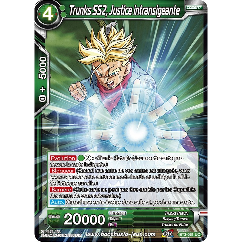 Trunks SS2, Justice intransigeante BT3-061 UC Foil (Brillante) / Dragon Ball Super, Série 03 : Les mondes croisés Trunks SS2, Justice intransigeante BT3-061 UC Foil (Brillante) / Dragon Ball Super, Série 03 : Les mondes croisés