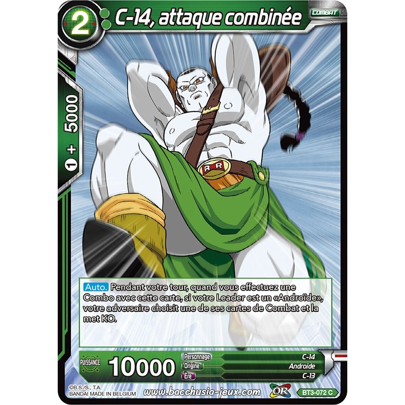 C-14, attaque combinée BT3-072 C Foil (Brillante) / Dragon Ball Super, Série 03 : Les mondes croisés C-14, attaque combinée BT3-072 C Foil (Brillante) / Dragon Ball Super, Série 03 : Les mondes croisés