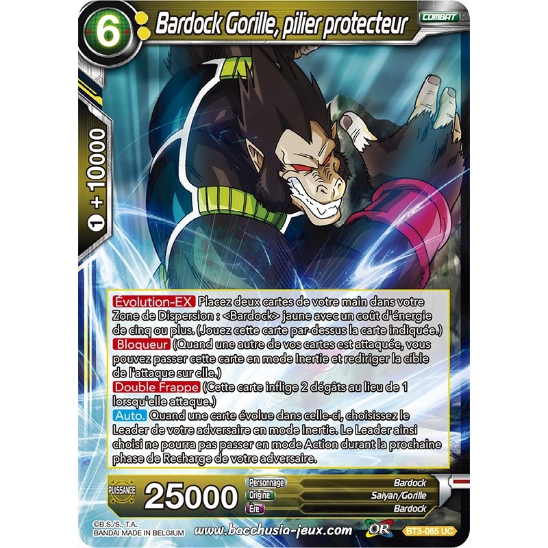Bardock, Gorille pilier protecteur BT3-085 UC Foil (Brillante) / Dragon Ball Super, Série 03 : Les mondes croisés Bardock, Gorille pilier protecteur BT3-085 UC Foil (Brillante) / Dragon Ball Super, Série 03 : Les mondes croisés