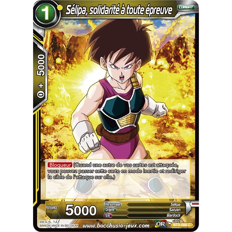 Sélipa, solidarité à toute épreuve BT3-099 C Foil (Brillante) / Dragon Ball Super, Série 03 : Les mondes croisés Sélipa, solidarité à toute épreuve BT3-099 C Foil (Brillante) / Dragon Ball Super, Série 03 : Les mondes croisés