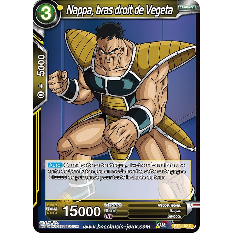 Nappa, bras droit de Vegeta BT3-102 C / Dragon Ball Super, Série 03 : Les mondes croisés Nappa, bras droit de Vegeta BT3-102 C / Dragon Ball Super, Série 03 : Les mondes croisés