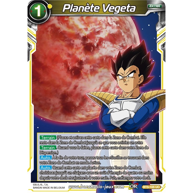Planète Vegeta BT3-105 UC Foil (Brillante) / Dragon Ball Super, Série 03 : Les mondes croisés Planète Vegeta BT3-105 UC Foil (Brillante) / Dragon Ball Super, Série 03 : Les mondes croisés
