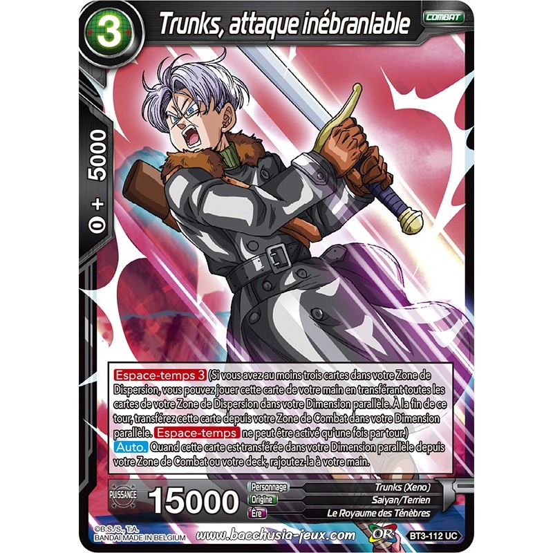 Trunks, attaque inébranlable BT3-112 UC Foil (Brillante) / Dragon Ball Super, Série 03 : Les mondes croisés