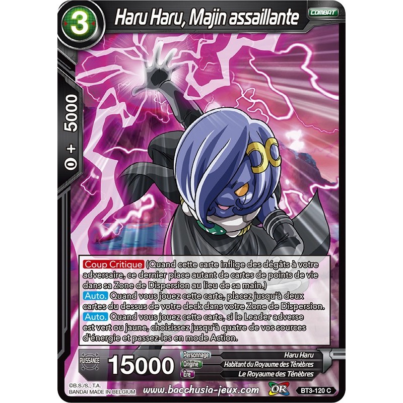 Haru Haru, la Sorcière assaillante BT3-120 C Foil (Brillante) / Dragon Ball Super, Série 03 : Les mondes croisés Haru Haru, la Sorcière assaillante BT3-120 C Foil (Brillante) / Dragon Ball Super, Série 03 : Les mondes croisés