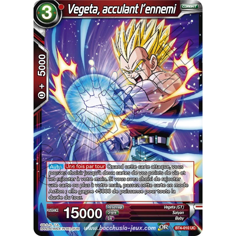 BT4-010 UC Vegeta, acculant l'ennemi / Dragon Ball Super, Série 04 : Colossal Warfare BT4-010 UC Vegeta, acculant l'ennemi / Dragon Ball Super, Série 04 : Colossal Warfare