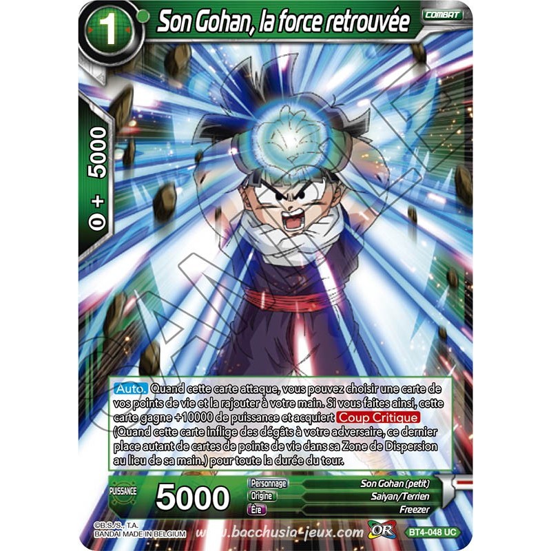 BT4-048 UC Son Gohan, la force retrouvée Foil (Brillante) / Dragon Ball Super, Série 04 : Colossal Warfare BT4-048 UC Son Gohan, la force retrouvée Foil (Brillante) / Dragon Ball Super, Série 04 : Colossal Warfare