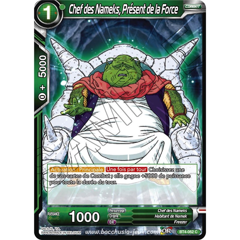 BT4-052 C Chef des Nameks, Présent de la Force Foil (Brillante) / Dragon Ball Super, Série 04 : Colossal Warfare BT4-052 C Chef des Nameks, Présent de la Force Foil (Brillante) / Dragon Ball Super, Série 04 : Colossal Warfare