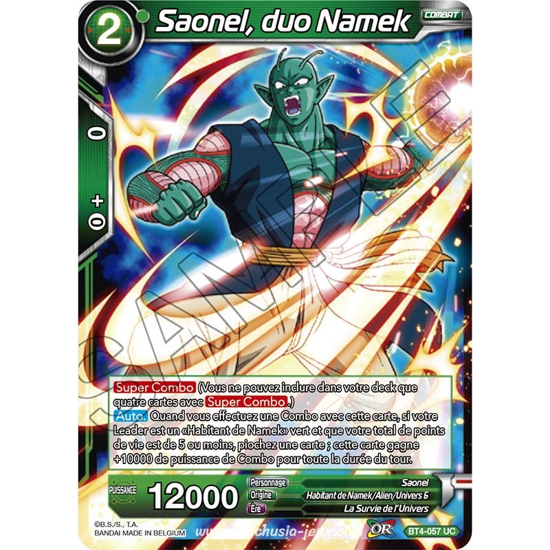 BT4-057 UC Saonel, duo Namek / Dragon Ball Super, Série 04 : Colossal Warfare BT4-057 UC Saonel, duo Namek / Dragon Ball Super, Série 04 : Colossal Warfare