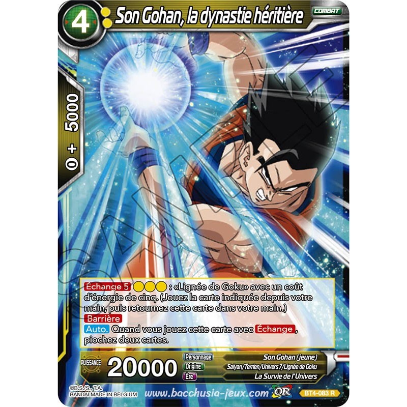 BT4-083 R Son Gohan, la dynastie héritière / Dragon Ball Super, Série 04 : Colossal Warfare BT4-083 R Son Gohan, la dynastie héritière / Dragon Ball Super, Série 04 : Colossal Warfare
