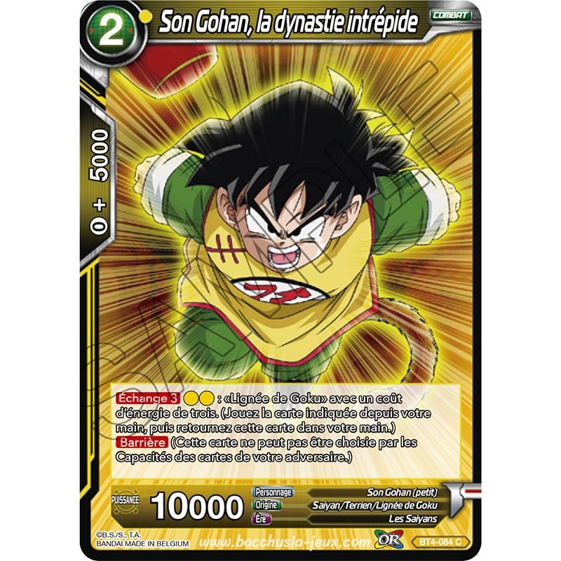 BT4-084 C Son Gohan, la dynastie intrépide Foil (Brillante) / Dragon Ball Super, Série 04 : Colossal Warfare BT4-084 C Son Gohan, la dynastie intrépide Foil (Brillante) / Dragon Ball Super, Série 04 : Colossal Warfare