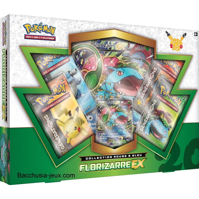 Pokémon Coffret été Florizarre EX, collection rouge et bleu, générations 20 ans