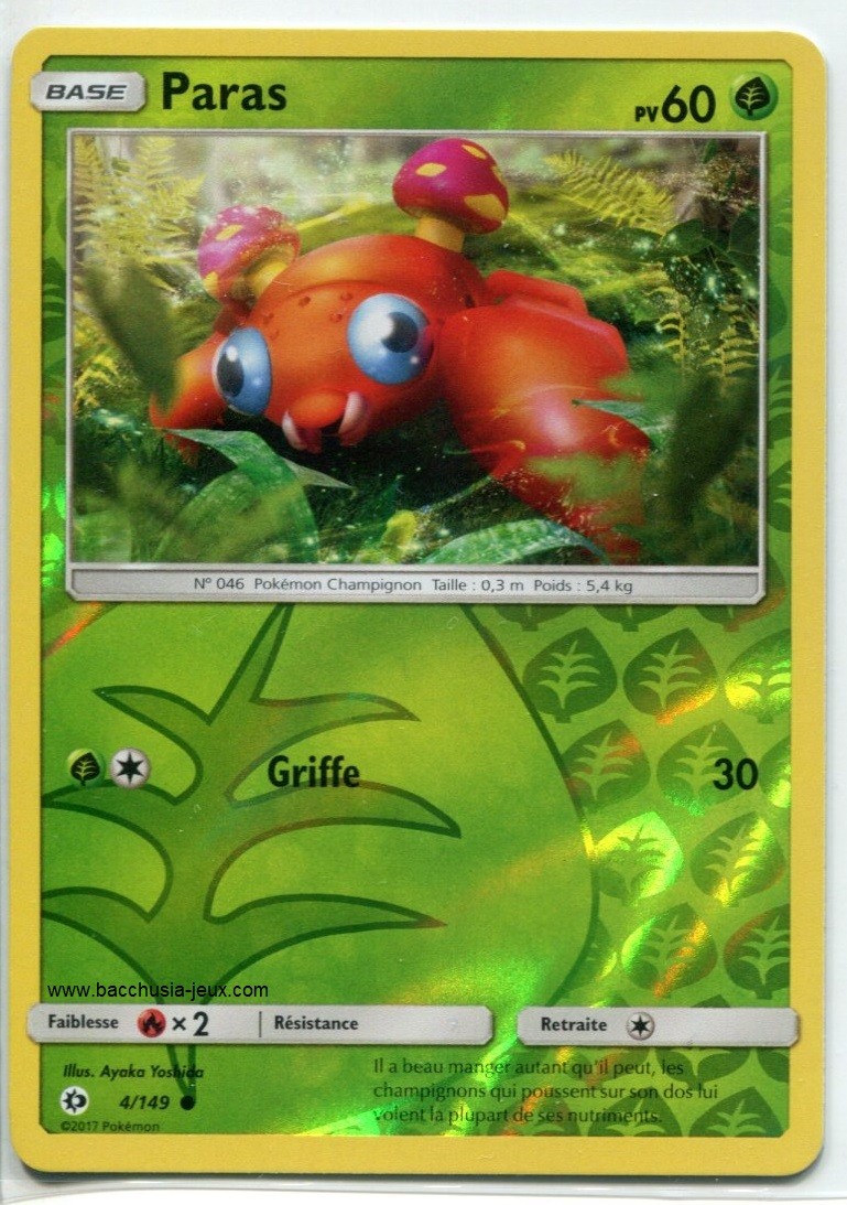 Carte Pokemon Sl1 4 149 Paras Reverse Bacchusia Jeux