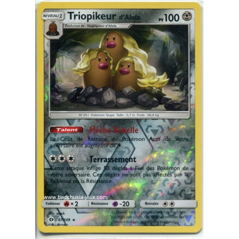 Carte Pokemon SL1 87/149 Triopikeur d'Alola Holo reverse