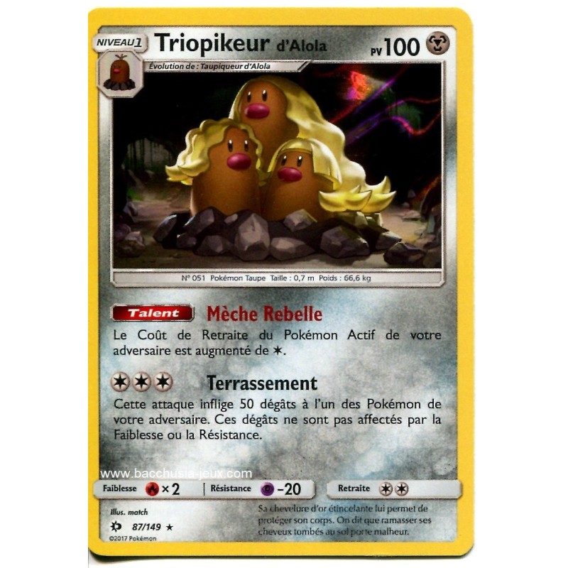 Carte Pokemon SL1 87/149 Triopikeur d'Alola Holo