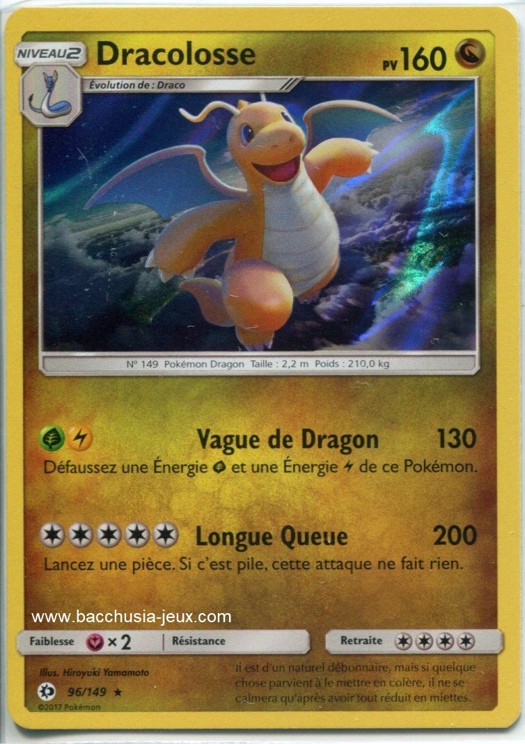 Carte Pokemon Sl1 96 149 Dracolosse Holo Bacchusia Jeux Carte Pokemon Sl1 96 149 Dracolosse Holo Bacchusia Jeux