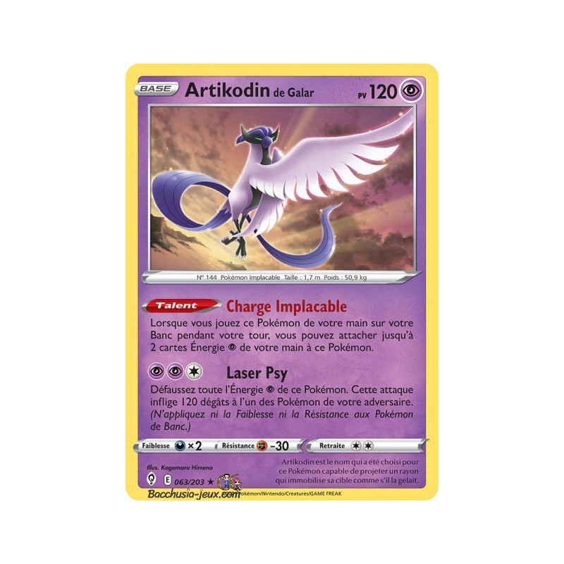 Carte Pokémon EB07 063/203 Artikodin de Galar Holo