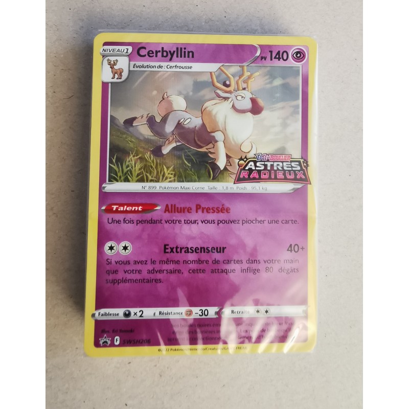 Carte avant première Cerbyllin SWSH206 - Deck scellé de 40 cartes Pokémon EB10 Astres Radieux