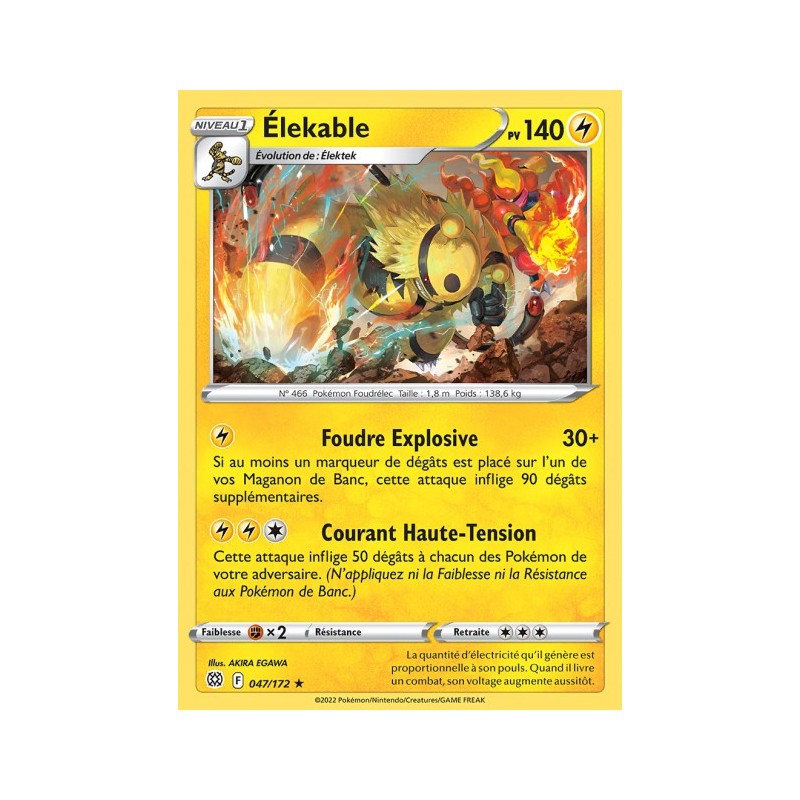 Carte Pokémon EB09 047/172 Elekable RARE