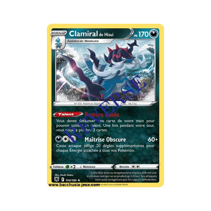 Carte Pokémon EB10 100/189 Clamiral de Hisui HOLO Reverse