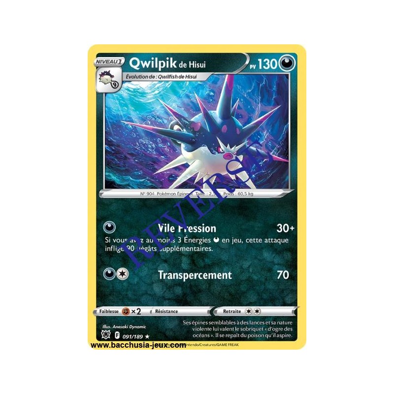Carte Pokémon EB10 091/189 Qwilpik de Hisui RARE Reverse