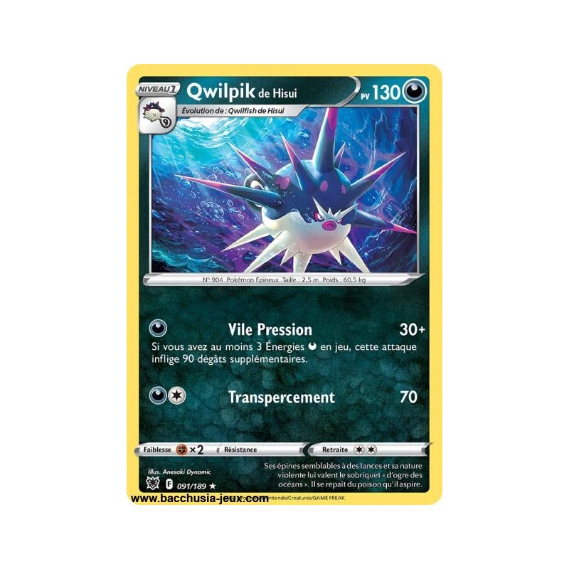 Carte Pokémon EB10 091/189 Qwilpik de Hisui RARE