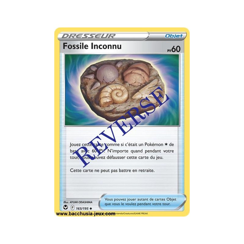 Carte Pokémon EB12 165/195 Fossile Inconnu Reverse