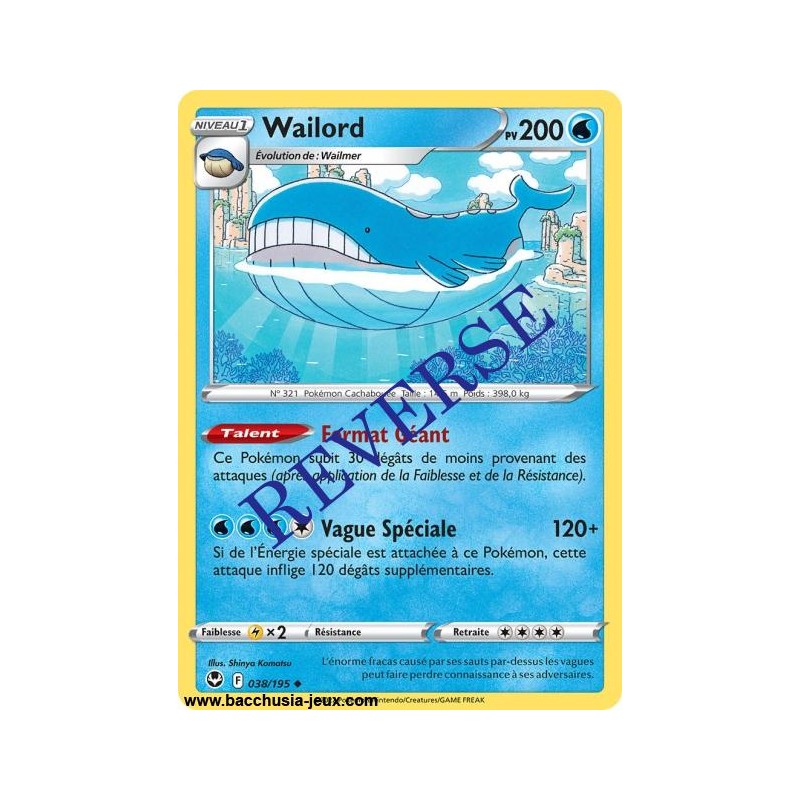 Carte Pokémon EB12 038/195 Wailord Reverse