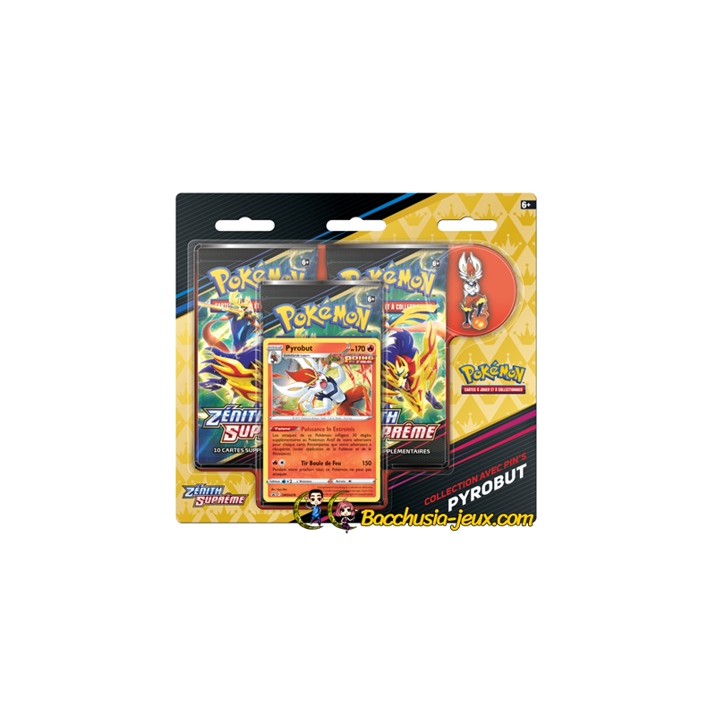 Pokémon Coffret Tripack Pin's EB12.5 Zénith Suprême Pyrobut