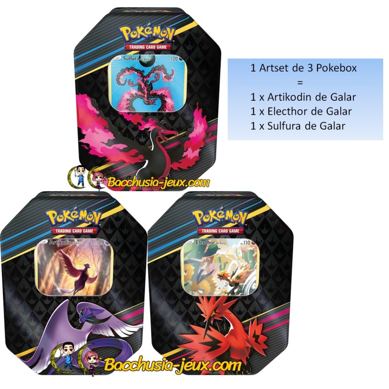 Pokémon Lot de 3 Pokebox EB12.5 Zénith Suprême - Artikodin de Galar, Electhor de Galar et Sulfura de Pokémon Lot de 3 Pokebox EB12.5 Zénith Suprême - Artikodin de Galar, Electhor de Galar et Sulfura de