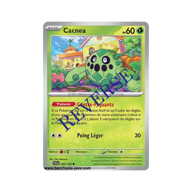 Carte Pokémon EV01 005/198 Cacnea REVERSE