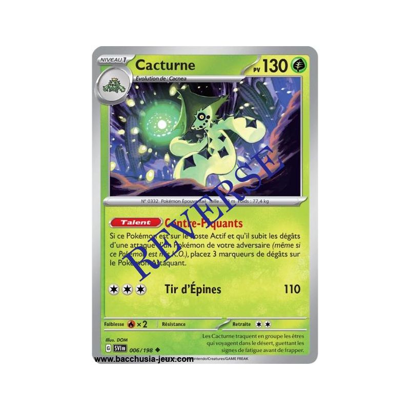 Carte Pokémon Pokémon Carte EV01 006/198 Cacturne REVERSE