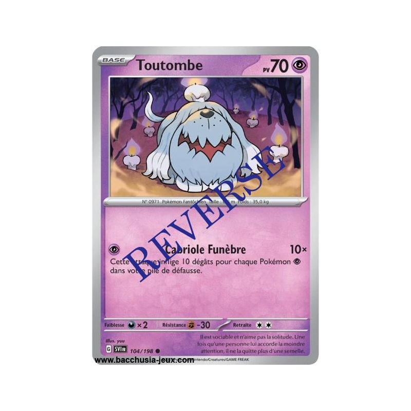 Carte Pokémon EV01 104/198 Toutombe REVERSE
