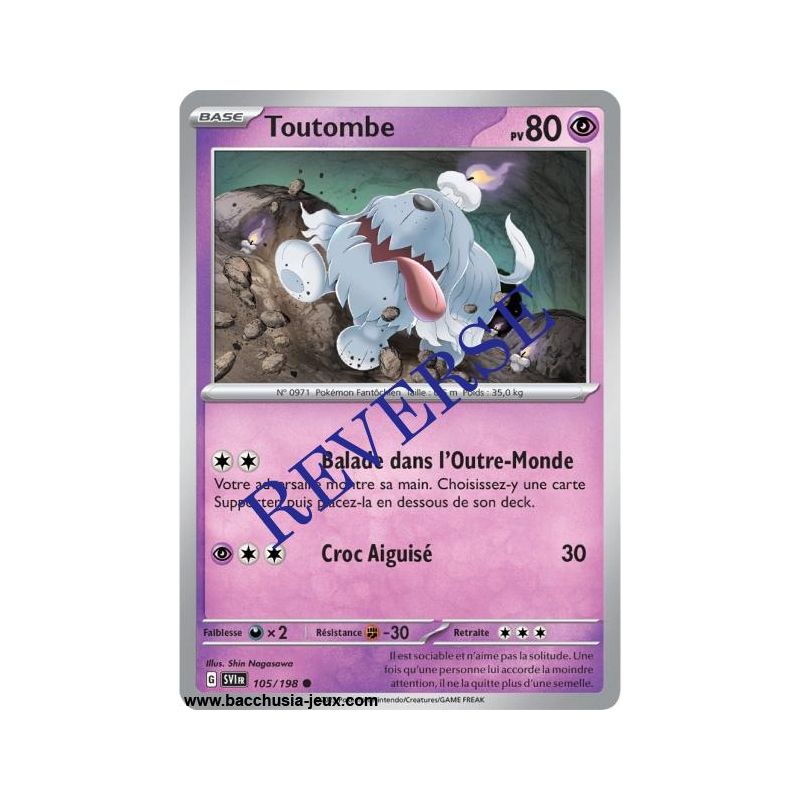 Carte Pokémon EV01 105/198 Toutombe REVERSE
