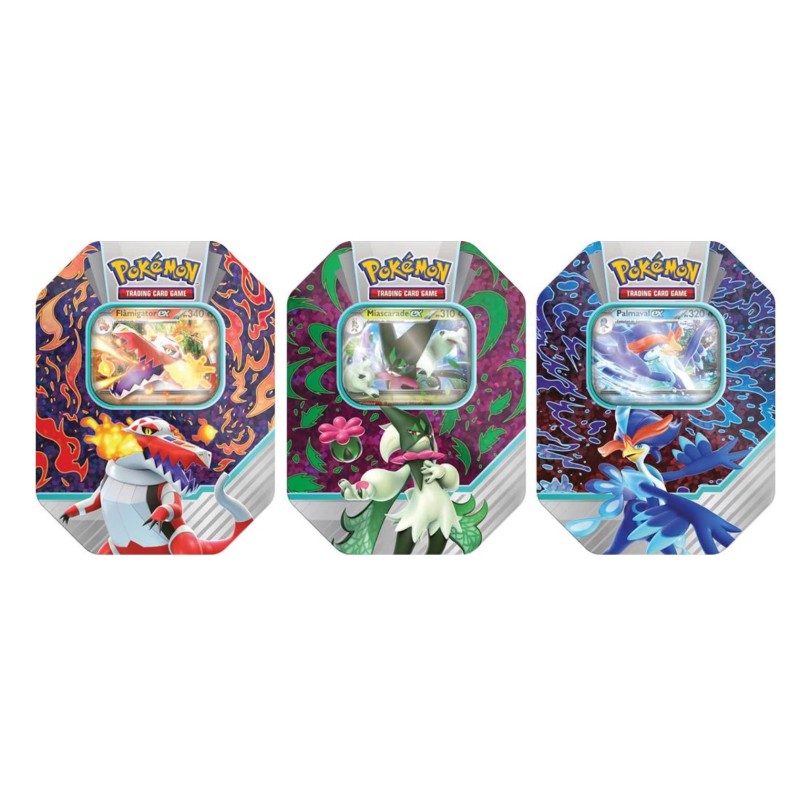Pokémon lot de 3 Pokébox - Flâmigator Ex, Miascarade Ex et Palmaval Ex Pokémon lot de 3 Pokébox - Flâmigator Ex, Miascarade Ex et Palmaval Ex