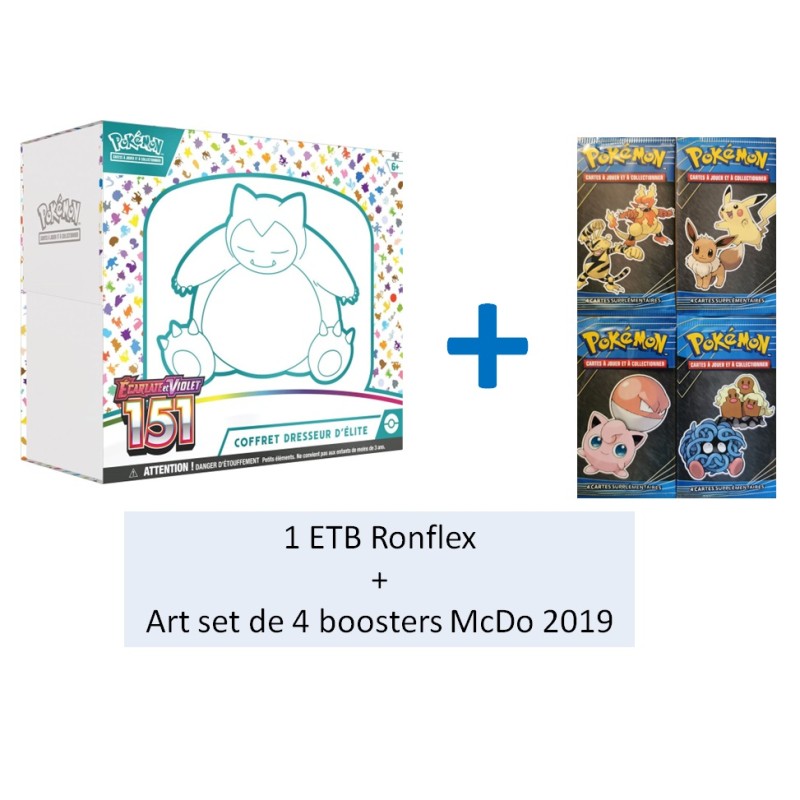 Pokémon Coffret ETB - Elite Trainer Box Ecarlate et violet 151 EV151 Ronflex + 4 Boosters Mc DO 2019