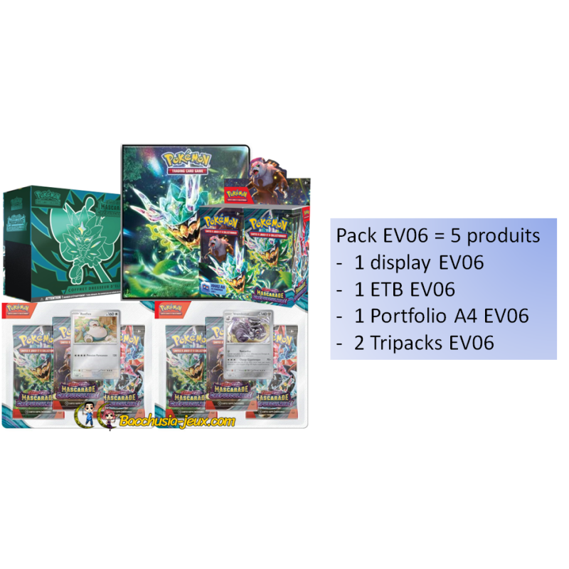[PRECO estimée 31/05/24] - Pokémon Pack 5 produits EV06 Mascarade Crépusculaire