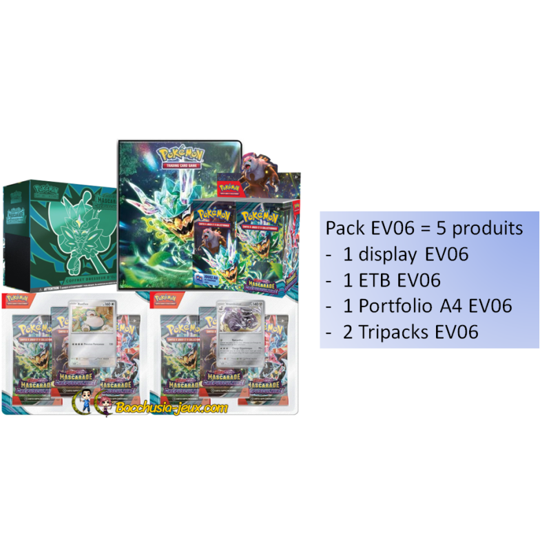 Pokémon Pack 5 produits EV06 Mascarade Crépusculaire Pokémon Pack 5 produits EV06 Mascarade Crépusculaire