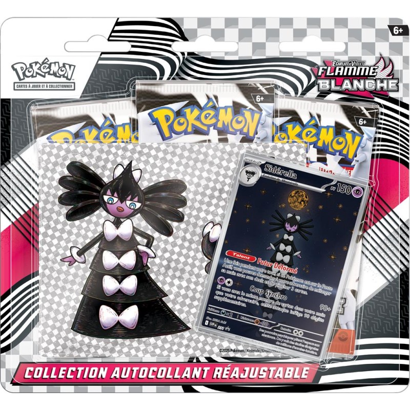 [Préco estimée 01/08/2025] - Pokémon Tripack Sidérella EV10.5 Flamme Blanche Collection Autocollant Réajustable