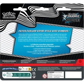 [Préco estimée 01/08/2025] - Pokémon Tripack Symbios EV10.5 Foudre noir Collection Autocollant Réajustable